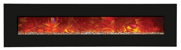 WM-BI-76-8221-BLKGLS 76" Electric Fireplace With Black Glass Surround
