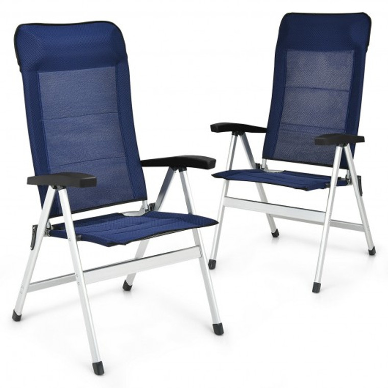 2 Piece Patio Dining Chair With Adjust Portable Headrest-Blue OP70732NY-2