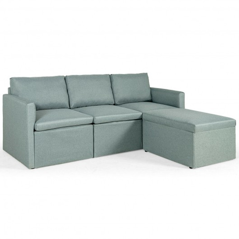Convertible L-Shaped Sectional Sofa Couch With Reversible Chaise-Green HW67558GN+