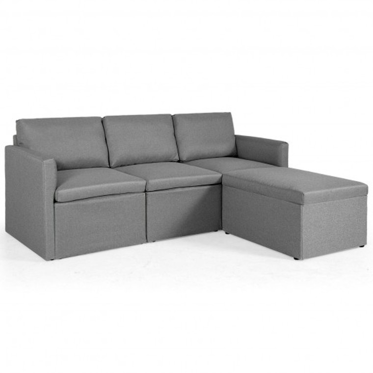Convertible L-Shaped Sectional Sofa Couch With Reversible Chaise-Dark Gray HW67558SH+