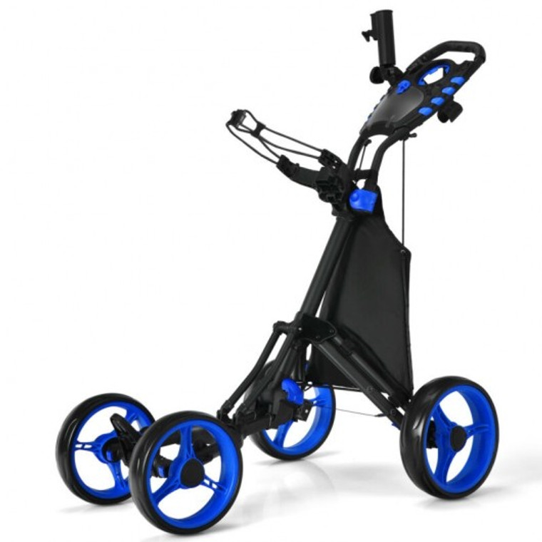 Lightweight Foldable Collapsible 4 Wheels Golf Push Cart-Blue SP37604BL