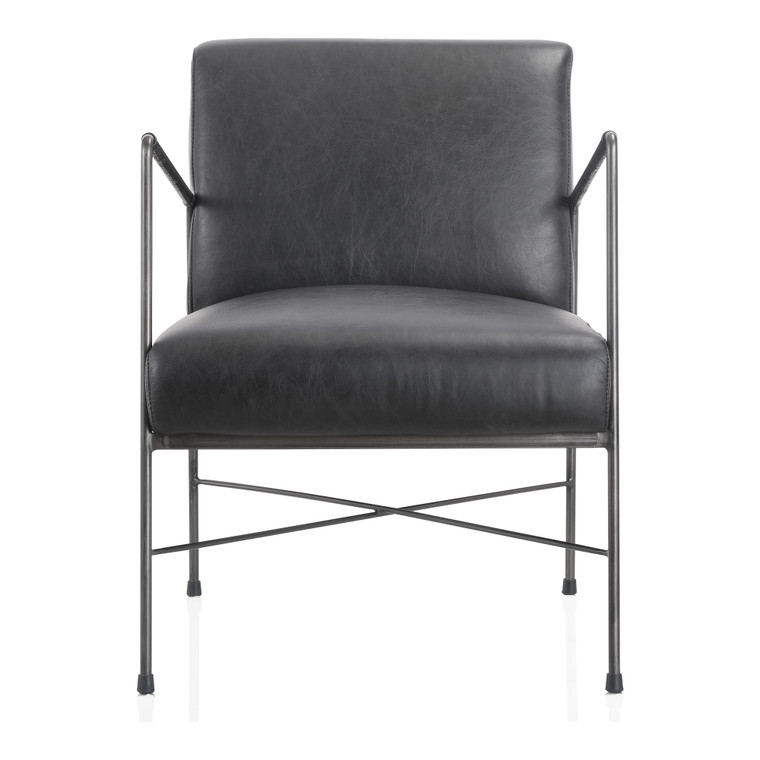 Moes Home Dagwood Leather Arm Chair Black PK-1089-02