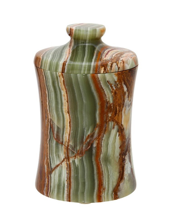 BA01-31WG Vinca Whirl Green Onyx 3" X 5" Cannister by Marble Crafter