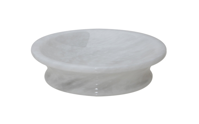 BA01-41PW Vinca Pearl White Marble Round Soap Dish by Marble Crafter
