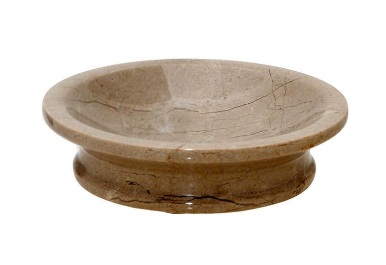 BA01-41VB Vinca Verona Beige Marble Round Soap Dish by Marble Crafter