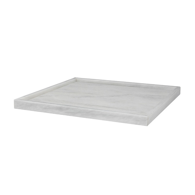 PC23-PW Ambrosia Pearl White Marble 12" Honed Finish Square Tray by Marble Crafter