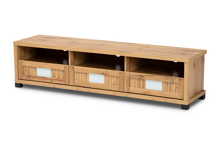 Baxton Studio Gerhardine Oak Brown Modern And Contemporary Finished Wood 3-Drawer Tv Stand TV834127-Wotan Oak