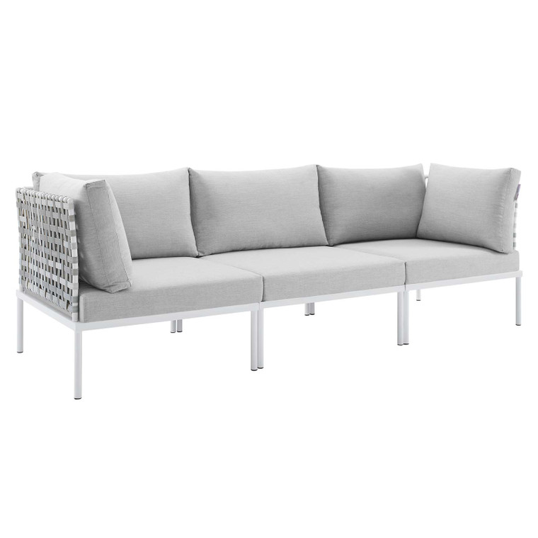 Harmony Sunbrella Basket Weave Outdoor Patio Aluminum Sofa EEI-4965-TAU-GRY By Modway Furniture