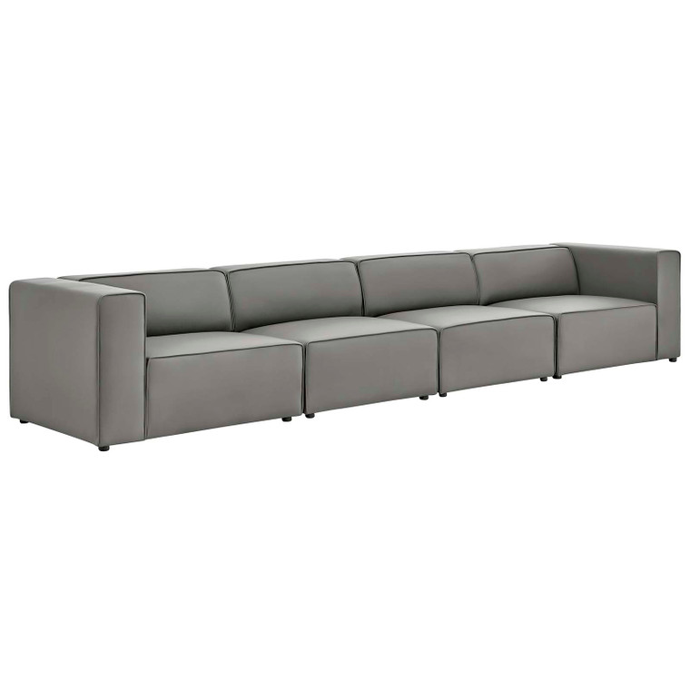 Mingle Vegan Leather 4-Piece Sectional Sofa EEI-4793-GRY By Modway Furniture