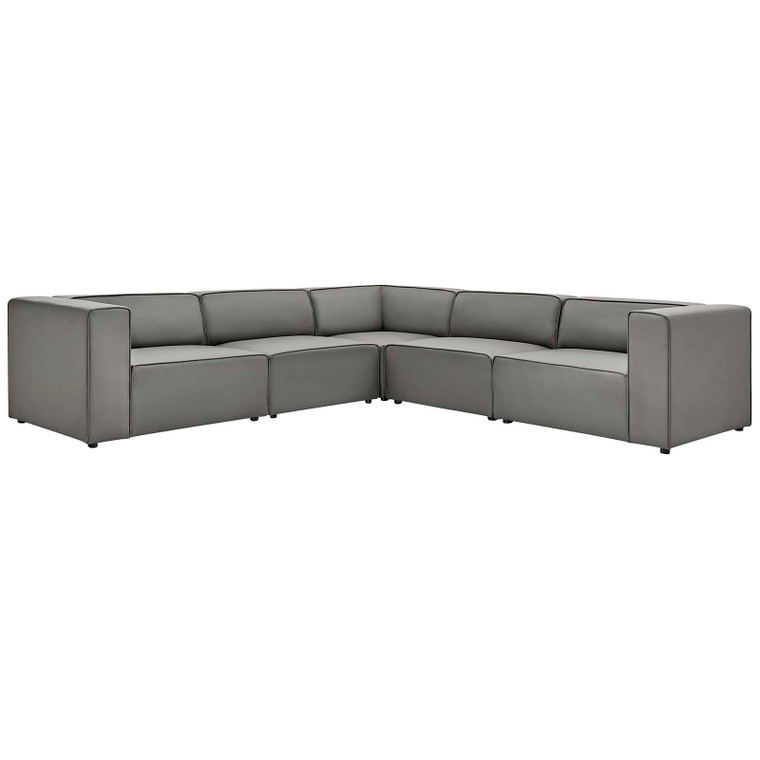 Mingle Vegan Leather 5-Piece Sectional Sofa EEI-4795-GRY By Modway Furniture