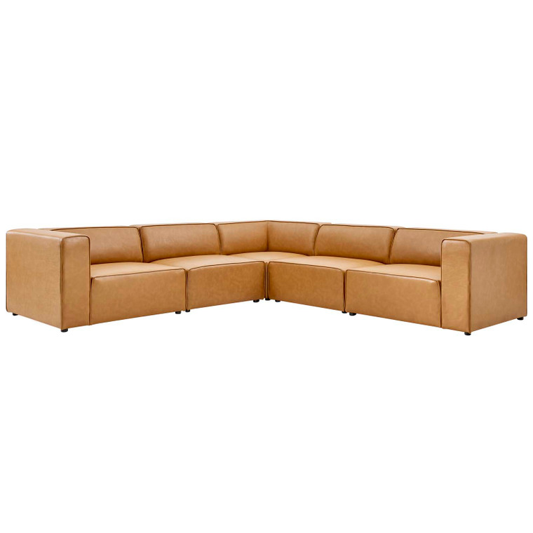 Mingle Vegan Leather 5-Piece Sectional Sofa EEI-4795-TAN By Modway Furniture
