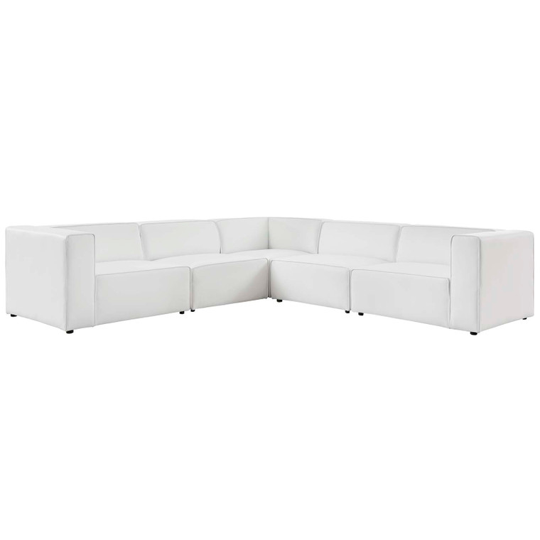 Mingle Vegan Leather 5-Piece Sectional Sofa EEI-4795-WHI By Modway Furniture