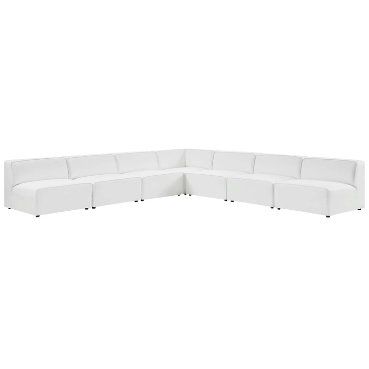 Mingle Vegan Leather 7-Piece Sectional Sofa EEI-4797-WHI By Modway Furniture