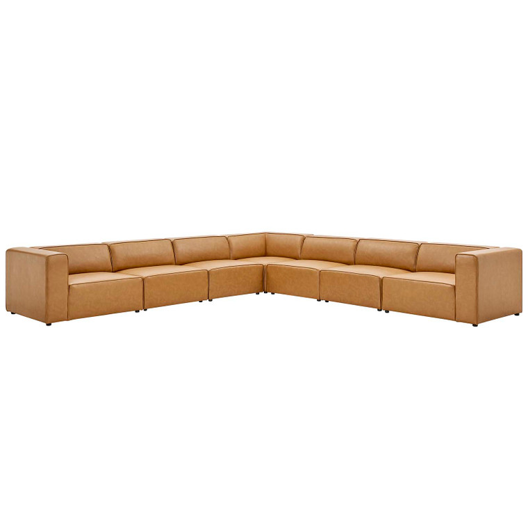 Mingle Vegan Leather 7-Piece Sectional Sofa EEI-4798-TAN By Modway Furniture