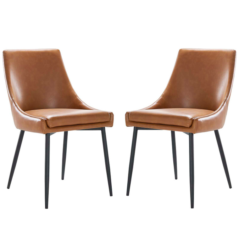 Viscount Vegan Leather Dining Chairs - Set Of 2 EEI-4827-BLK-TAN By Modway Furniture