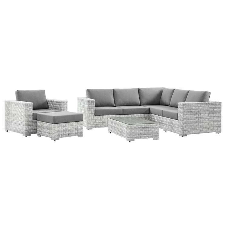 Convene 6-Piece Outdoor Patio Sectional Set EEI-5447-LGR-GRY By Modway Furniture