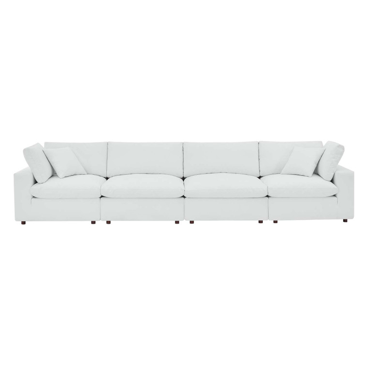 Commix Down Filled Overstuffed Vegan Leather 4-Seater Sofa EEI-4916-WHI By Modway Furniture