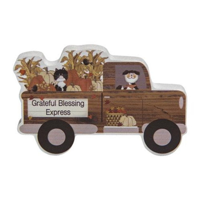 *Grateful Blessing Express Chunky Wood Truck Sitter G35566 By CWI Gifts