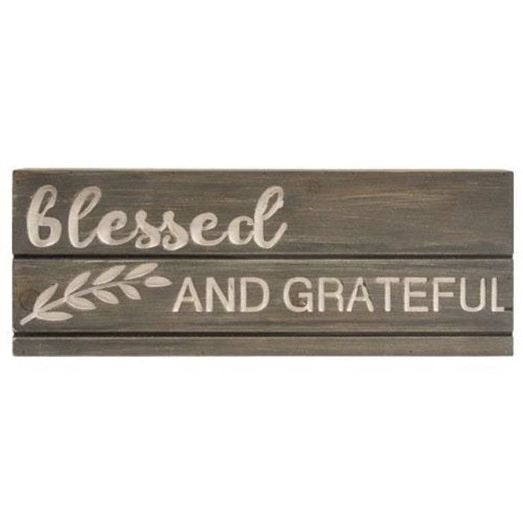 ^^*Blessed And Grateful Engraved Pallet Look Sign G70082 By CWI Gifts