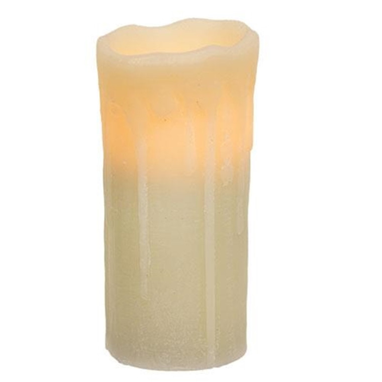 White Dripped Pillar Candle 7 Inch G84889 By CWI Gifts