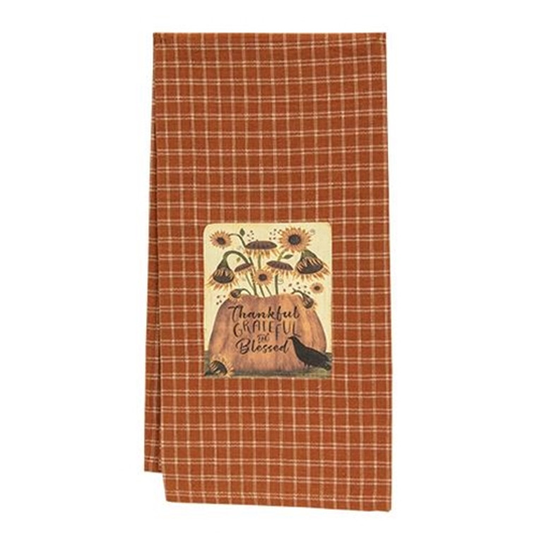 *Thankful Grateful And Blessed Sunflower Dish Towel GRJ854 By CWI Gifts