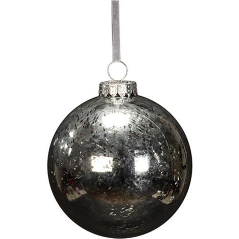 *Distressed Silver Poly Ball Ornament 6" GYYA17004 By CWI Gifts