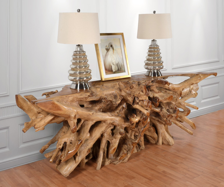 AFD Home 12019425 99 Inch Live Edge Teak Root Console