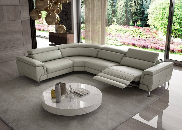 VIG Furniture VGCCWONDER-GRY3-SECT Coronelli Collezioni Wonder - Italian Modern Grey Leather Sectional Sofa With Recliner