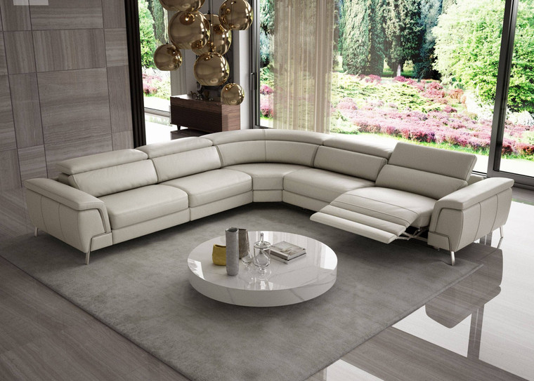VIG Furniture VGCCWONDER-TAU-SECT Coronelli Collezioni Wonder - Italian Modern Light Taupe Leather Sectional Sofa With Recliners