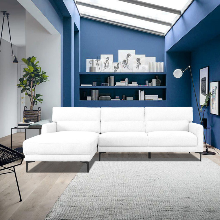VIG Furniture VGKNK8610-LAF-WHT-SECT Divani Casa Paraiso - Modern White Fabric Left Facing Sectional Sofa