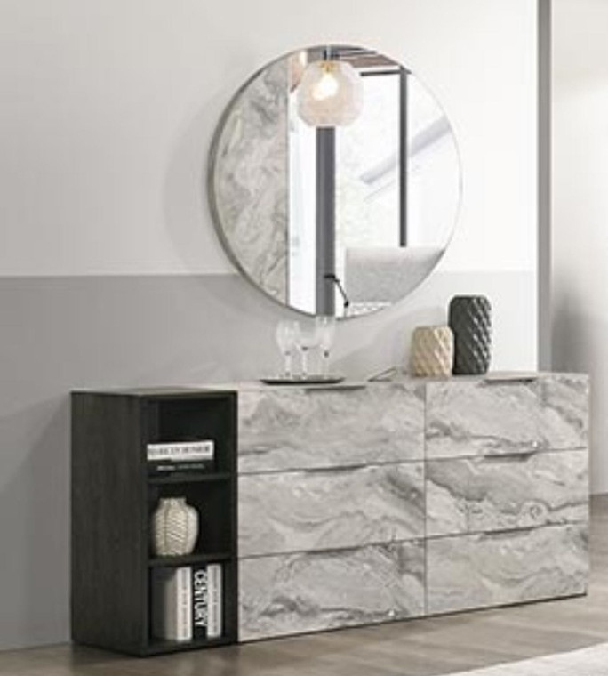 VIG Furniture VGMAMQT-S25-BR-121-GRY-MIR Nova Domus Maranello - Modern Grey Faux Marble Mirror