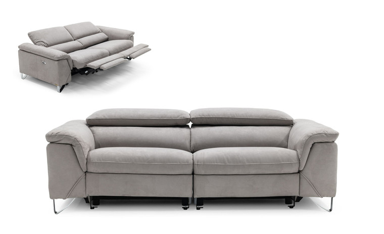 VIG Furniture VGKNE9104-E9-LGRY-3-S Divani Casa Maine - Modern Light Grey Fabric Sofa W/ Electric Recliners
