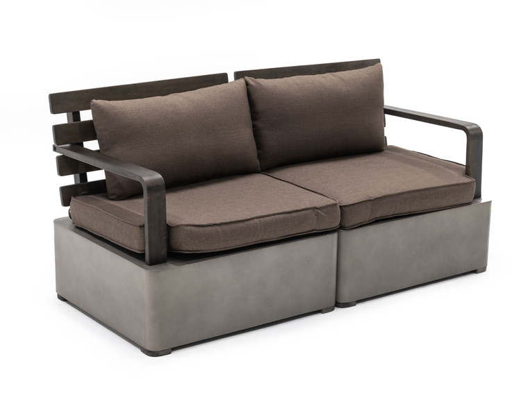 VIG Furniture VGLBMODU-ST70X-SET Renava Garza - Outdoor Concrete & Acacia 2 Seater Sofa