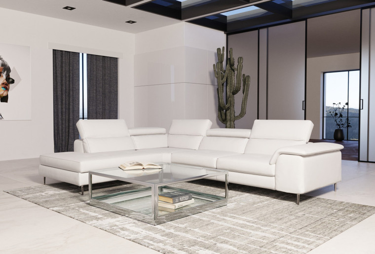 VIG Furniture VGCCVIOLA-KIM-WHT-LAF-SECT Coronelli Collezioni Viola - Italian Contemporary White Leather Left Facing Sectional Sofa