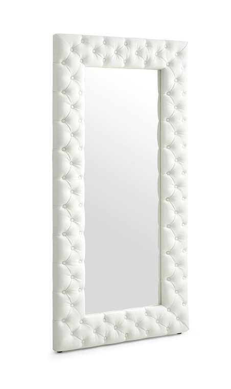 VIG Furniture VGVCJ8111-3H-WHT-MIR Modrest Legend - Modern White Bonded Leather Floor Mirror