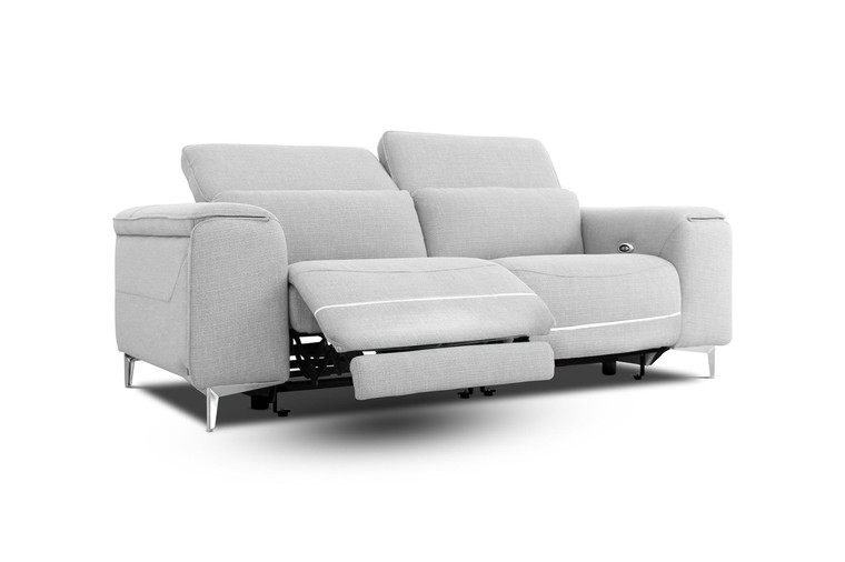 VIG Furniture VGKNE9172-GRY-3S Divani Casa Cyprus - Contemporary Grey Fabric 3-Seater Sofa W/ Electric Recliners