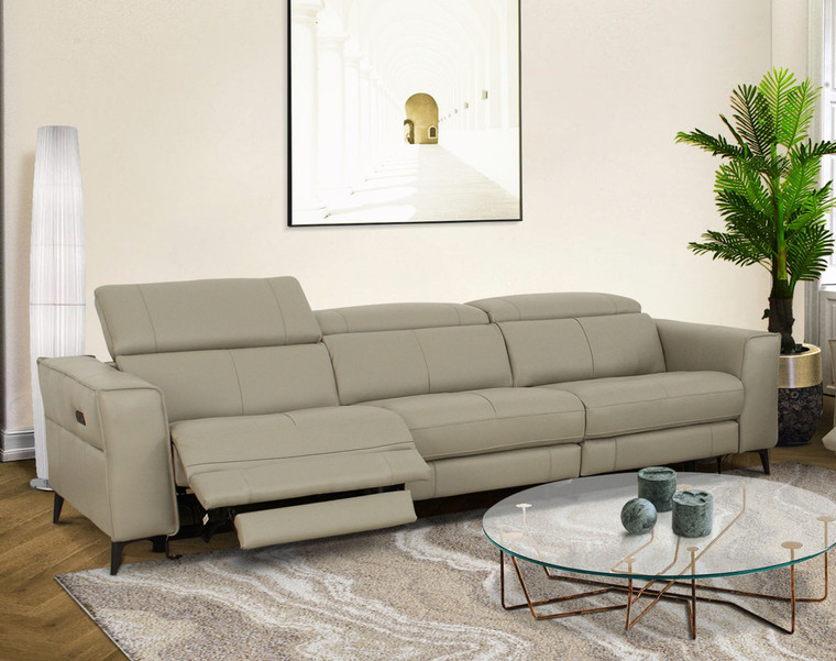 VIG Furniture VGKNE9193-LTGRY-4S Divani Casa Nella - Modern Light Grey Leather 4-Seater Sofa W/ Electric Recliners