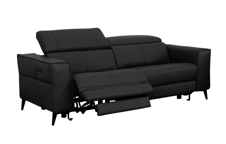 VIG Furniture VGKNE9193-BLK-3S Divani Casa Nella - Modern Black Leather 3-Seater Sofa W/ Electric Recliners