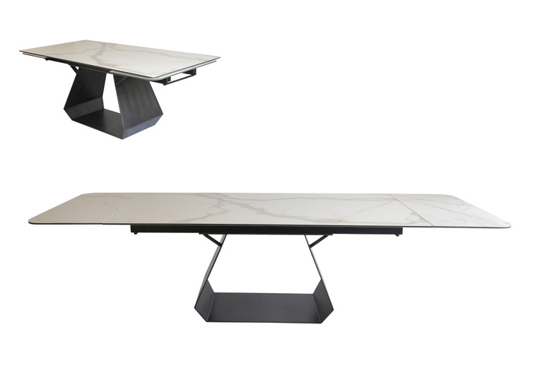 VIG Furniture VGYFDT8895-WHT-DT Modrest Howell - Modern White Ceramic Extendable Dining Table
