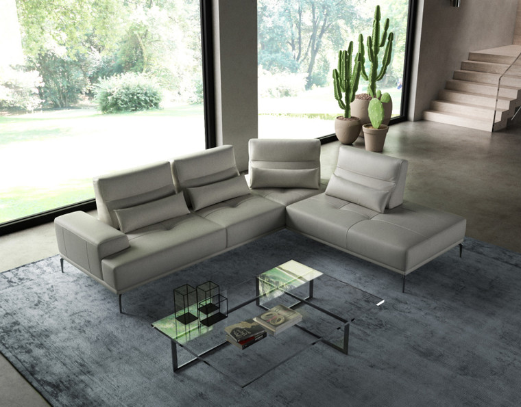 VIG Furniture VGCCSUNSET-RAF-GRY-SECT Coronelli Collezioni Sunset - Contemporary Italian Grey Leather Right Facing Sectional Sofa