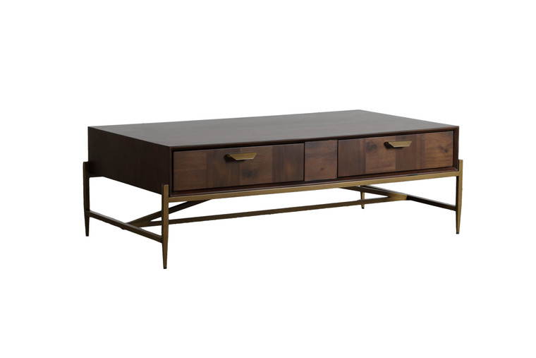 VIG Furniture VGNXMEMPHIS-ACA-CT Modrest Shane - Modern Acacia & Brass Coffee Table