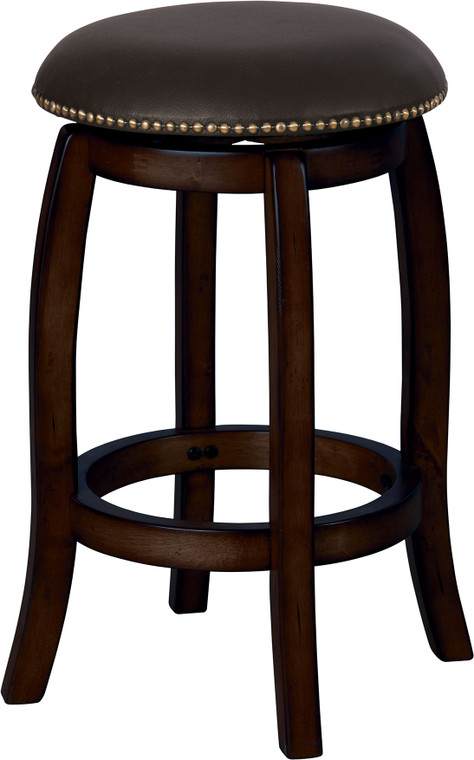 Homeroots Chelsea Counter Height Stool With Swivel, Black Leather & Espresso 285520