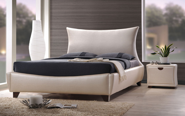 Homeroots Queen Bed, Pearl Pu - Pu, Mdf, Particle Board, Pearl Pu 285560