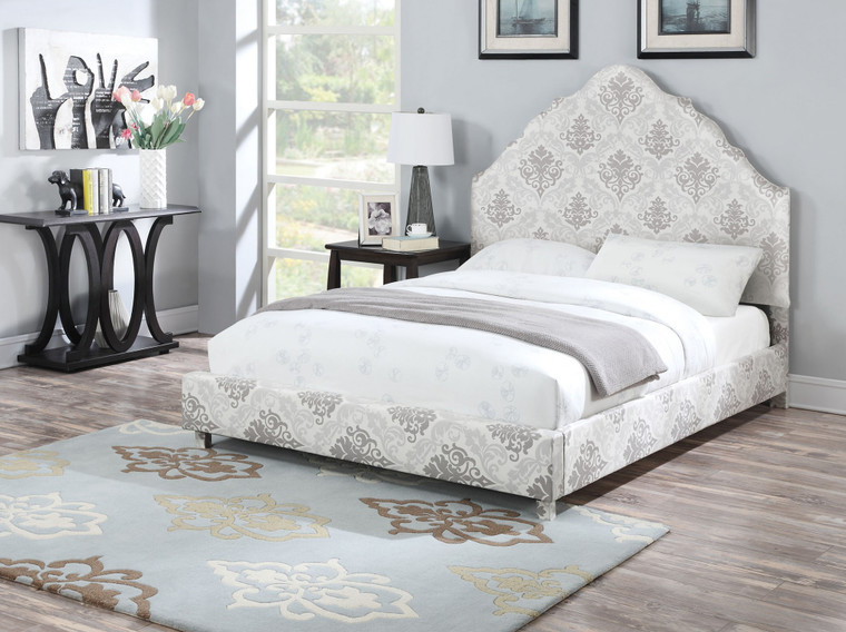 Homeroots Queen Bed, Fabric - Fabric, Ca Foam (Tb117) Fabric 285562