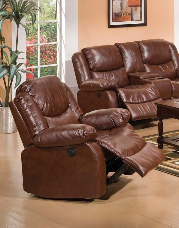 Homeroots Recliner, Brown Champion & Pu - Pu, Foam, Wood (Solid), P Brown Champion & Pu 285938