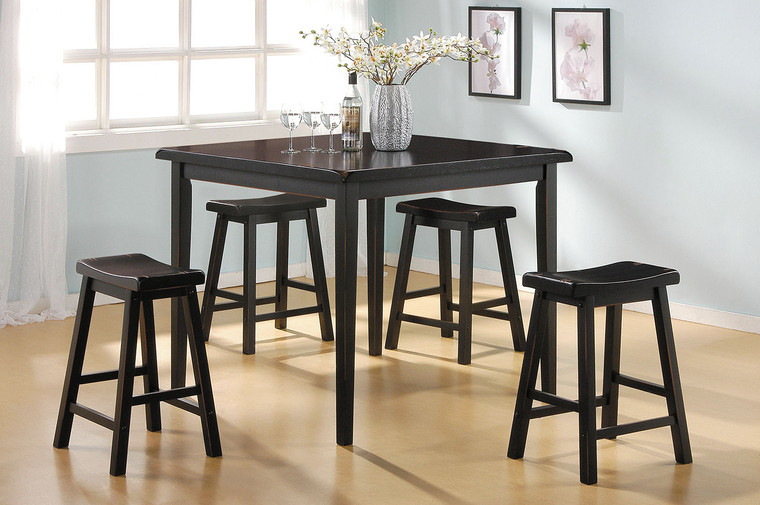 Homeroots Gaucho 5Pc Pack Counter Height Set, Black 286135