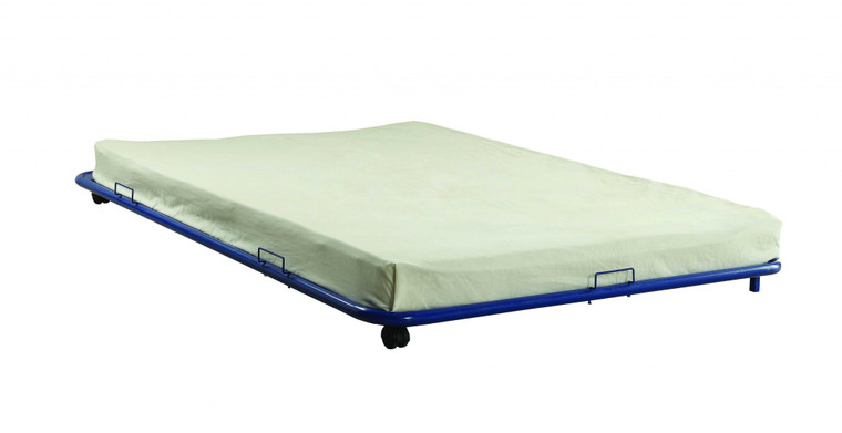 Homeroots 73" X 54" X 4" Full Blue Metal Tube Trundle 286481