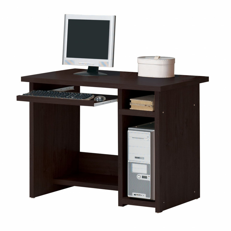 Homeroots 24" X 39" X 30" Espresso Wood Veneer (Paper) Computer Desk 346971