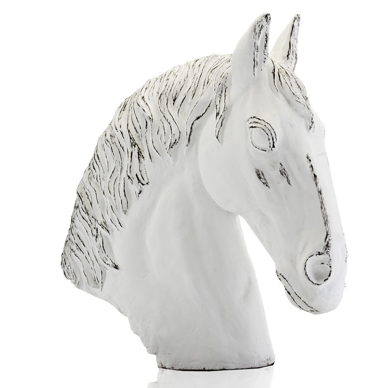 Homeroots 9" X 18" X 23" White, Ceramic - Stallion Bust 354868