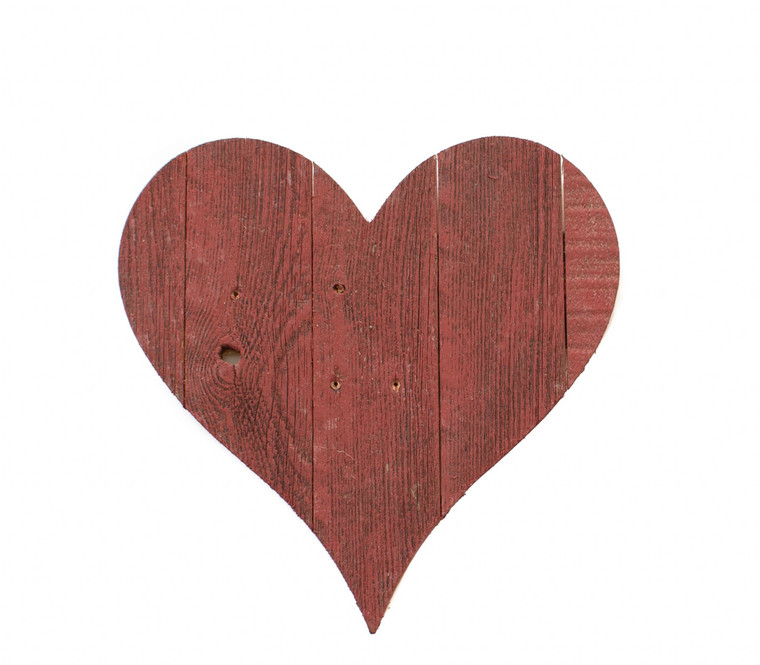 Homeroots 18" Rustic Farmhouse Red Wooden Heart 384904